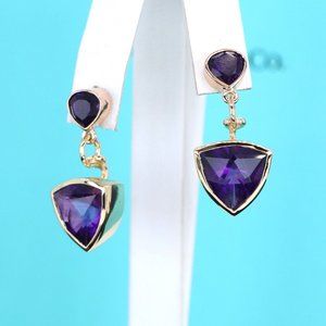20599 Vintage Tiffany & Co. 18k Gold Picasso Amethyst Dangle Drop Earrings